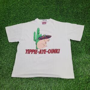 Vintage Funny Sombrero Pig Cactus Shirt Womens XL 23x25 White